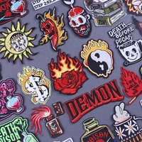 flame embroidered patches on clothes sun thermoadhesive patch for clothing humor demon iron on fusible patches on backpackhat