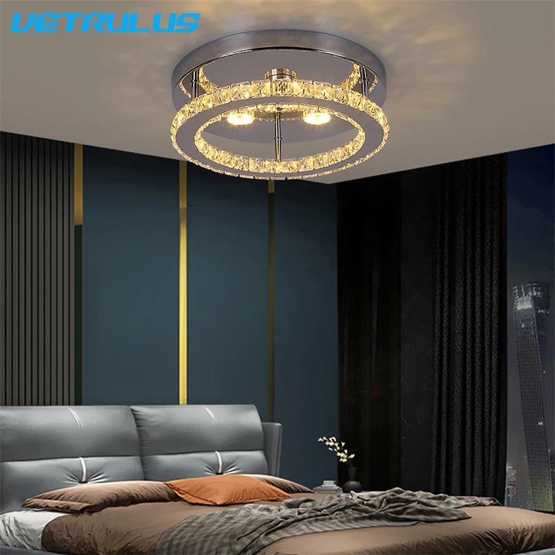 

Modern K9 Crystal Ceiling Lamp Bedroom Cloakroom Lighting Lustre Stair Aisle Chandelier Home Decor Led Chandeliers Fixtures