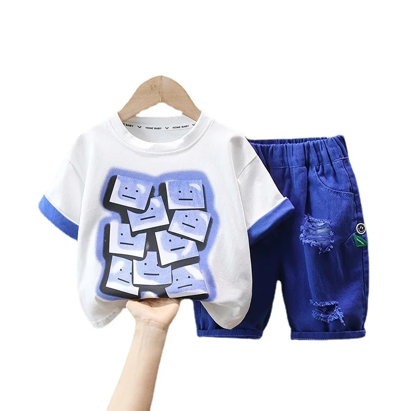 

2pcs New Kids Tracksuits Summer 2-11T Baby Boy Sport Outfits Children Clothes Sets Girls Clothing T-Shirt Shorts Set for Toddler