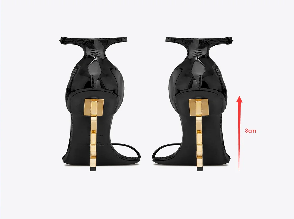 Strange Sandals Famous Size 43 Fashion Women Black Red Genuine Leather Top Quality 110mm Gold Heels