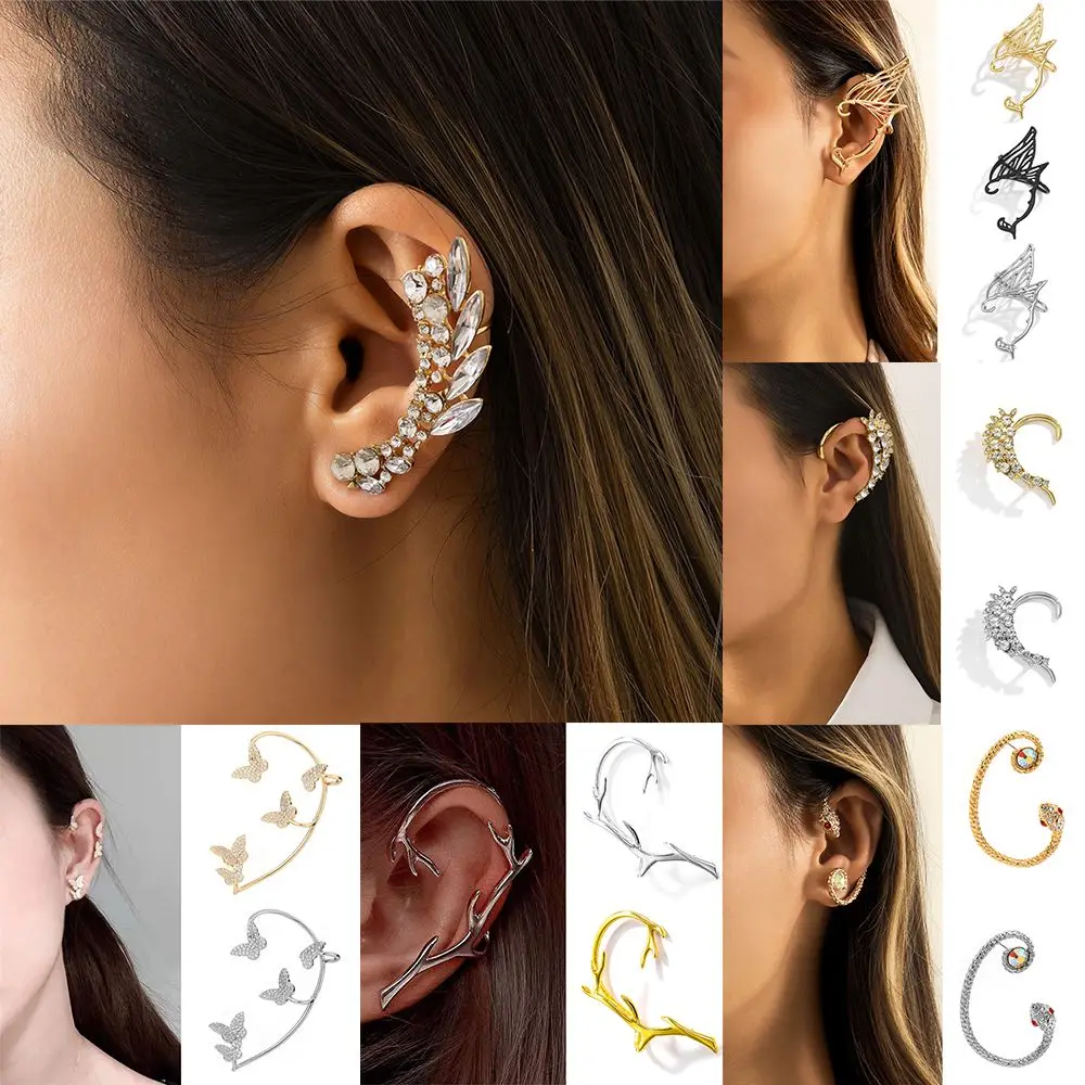 

Korean Style Fashion Geometric No Piercing Ear Wrap Butterfly Ear Cuff Fake Piercing Earrings