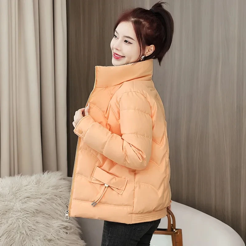 

Down Cotton Jacket Women Autumn Winter 2023 New Large Size Solid Color Short Cotton Coat Fashion Casual Loose Thick Parka Womens
