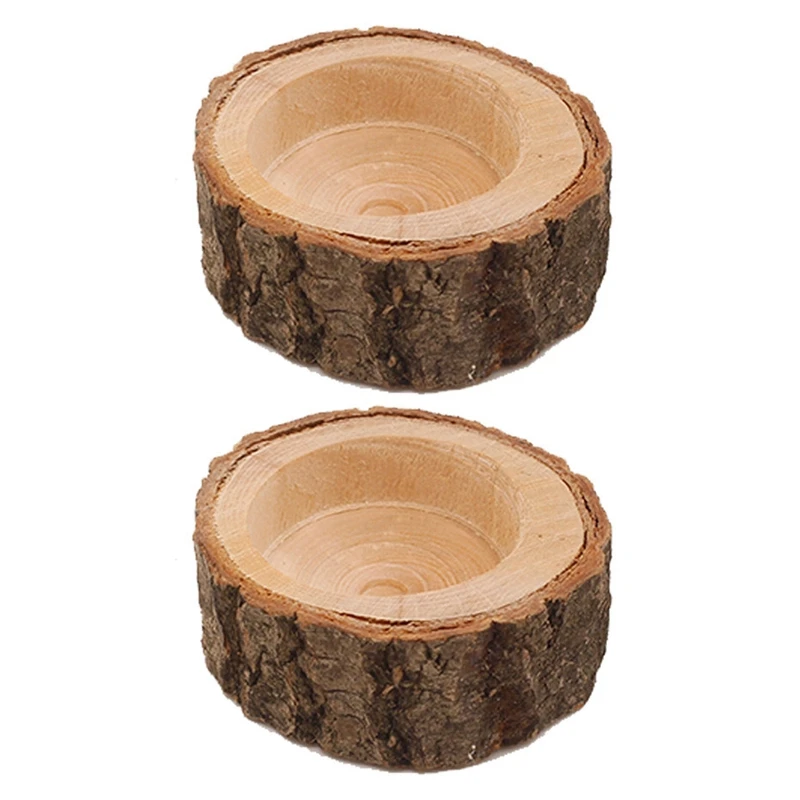 

2X Vintage Wooden Tree Branch Candle Holder Wood Tea Light Candlelight Dinner Deco Short