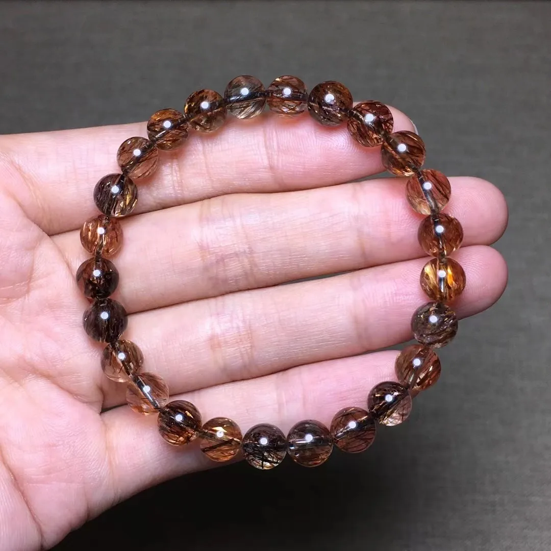 

7mm Natural Black Gold Super Seven Melody Bracelet Jewelry For Women Men Gift Healing Gemstone Crystal Stone Beads Strands AAAAA