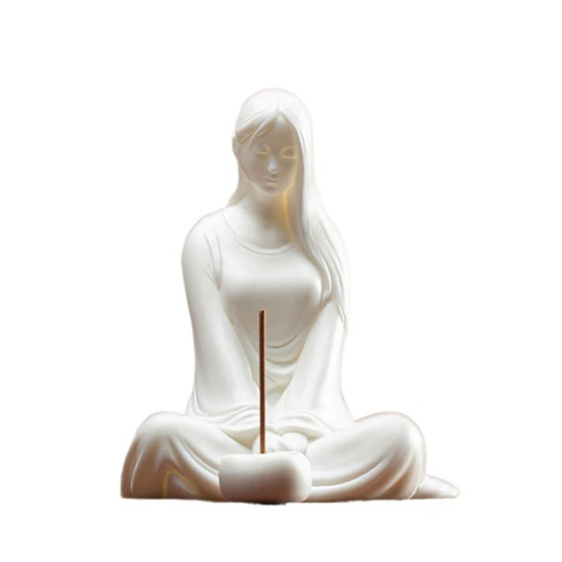 

Chinese Zen Beauty Lady Ornament Ceramic Home Living Room Desktop Decoration Creative Incense Burner Incense Stick