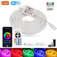 rgb smart led neon strip 220v waterproof tape ribbon light 1 10m irbluetoothtuya wifi control with eu plug compatible alexa