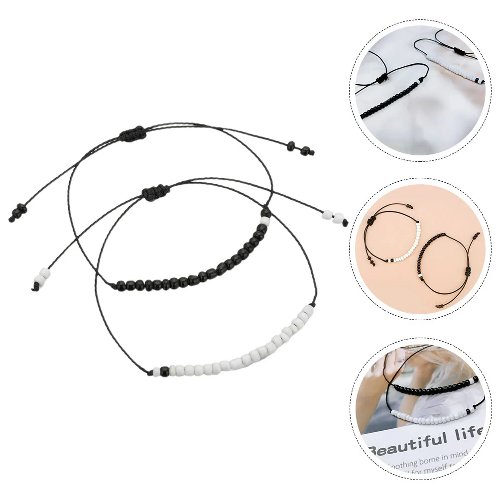 

2pcs Braid Beads Bracelet Women Delicate Wrist Bracelet Female Beaded Bracelet Decors