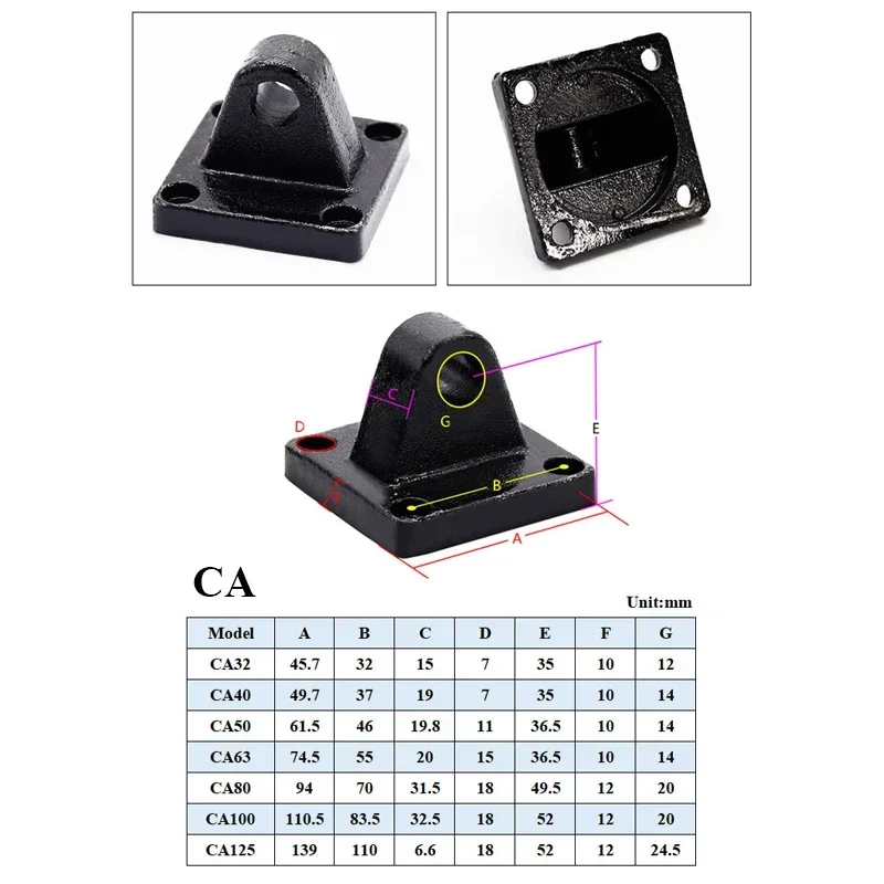 Фото Серия SC I/Y/U/F/CA/CB/LB/FA Диаметр 32 мм/40 мм/50 мм/63 мм/80 мм/100 мм/125 мм 160 мм Аксессуары для воздушных пневматических цилиндров №5
