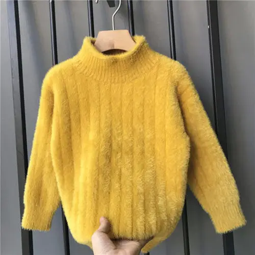 

Autumn Winter Baby Boys Girls Korean Style Knitted Turtleneck Sweaters Children Clothing Fashion Solid Long Sleeve Pullover X45