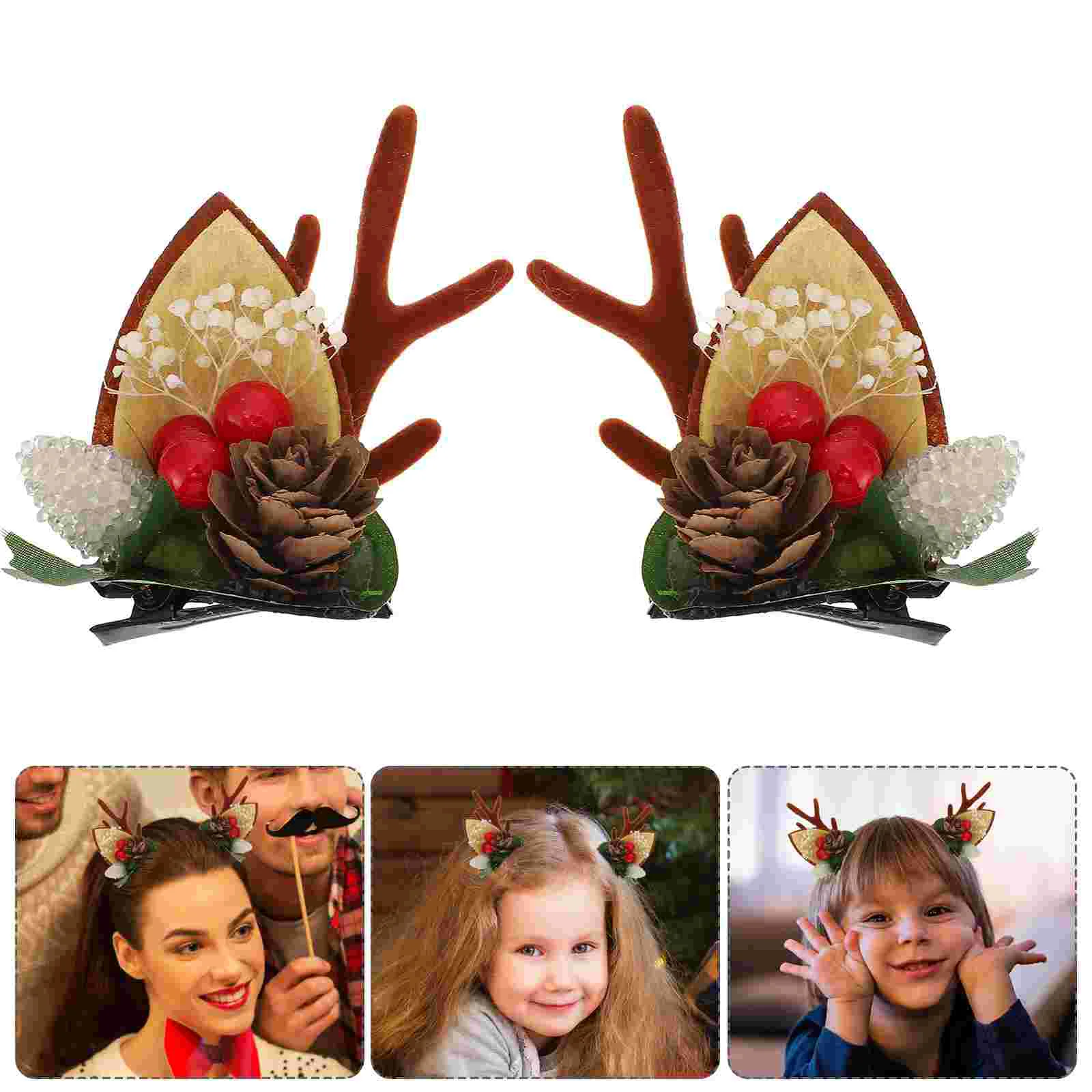 

Christmas Reindeer Antler Barrette Hair Clips Kids Accessories Adorable Hairpin