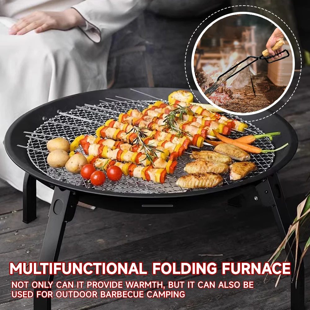

Multifunctional Folding Furnace Stove Bonfire Charcoal Barbecue Steel Heater Portable Outdoor Burner Warm Camping Grill Table