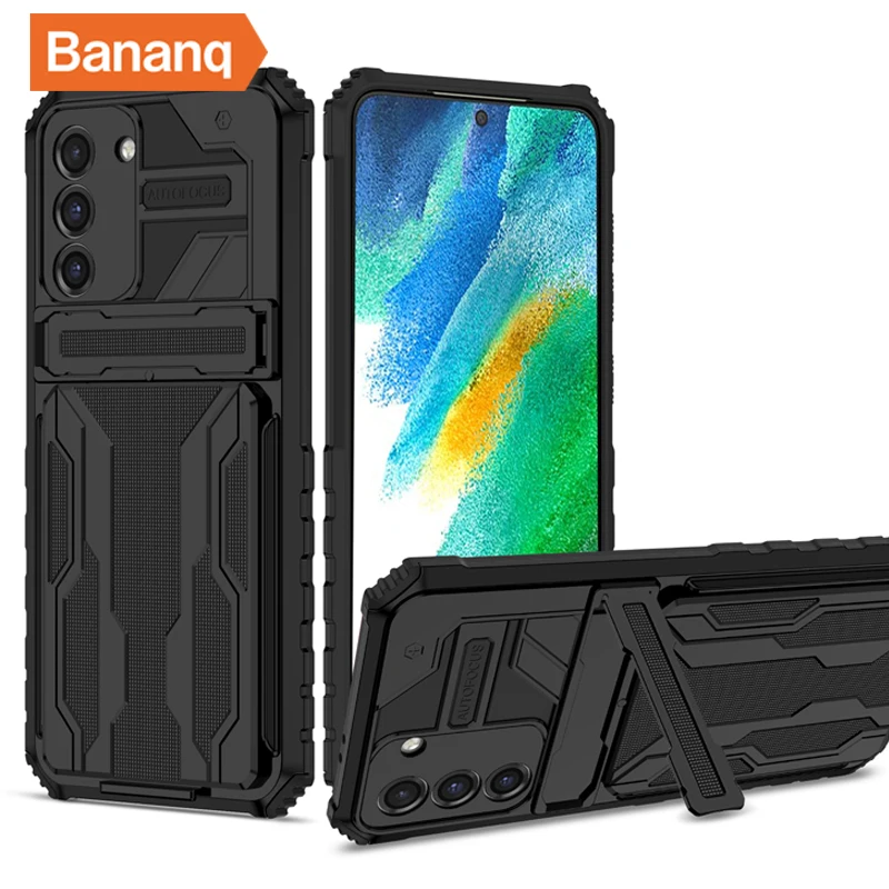 

Bananq Shockproof Card Slot Stand Phone Case For Samsung A34 A54 5G A51 4G A02S A03 A03S Bracket Card Bag Cover