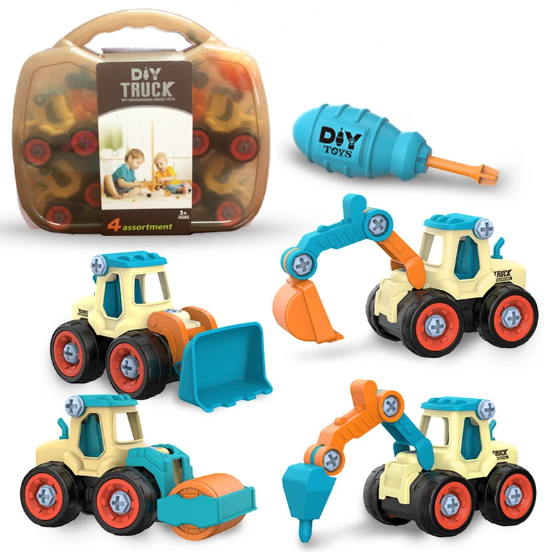 

Самодельный винтовой инженерный автомобиль грузовик экскаватор дорожный каток бульдозер детские игрушки винтовой Строительный кирпич головоломка гайка подарок для детей
