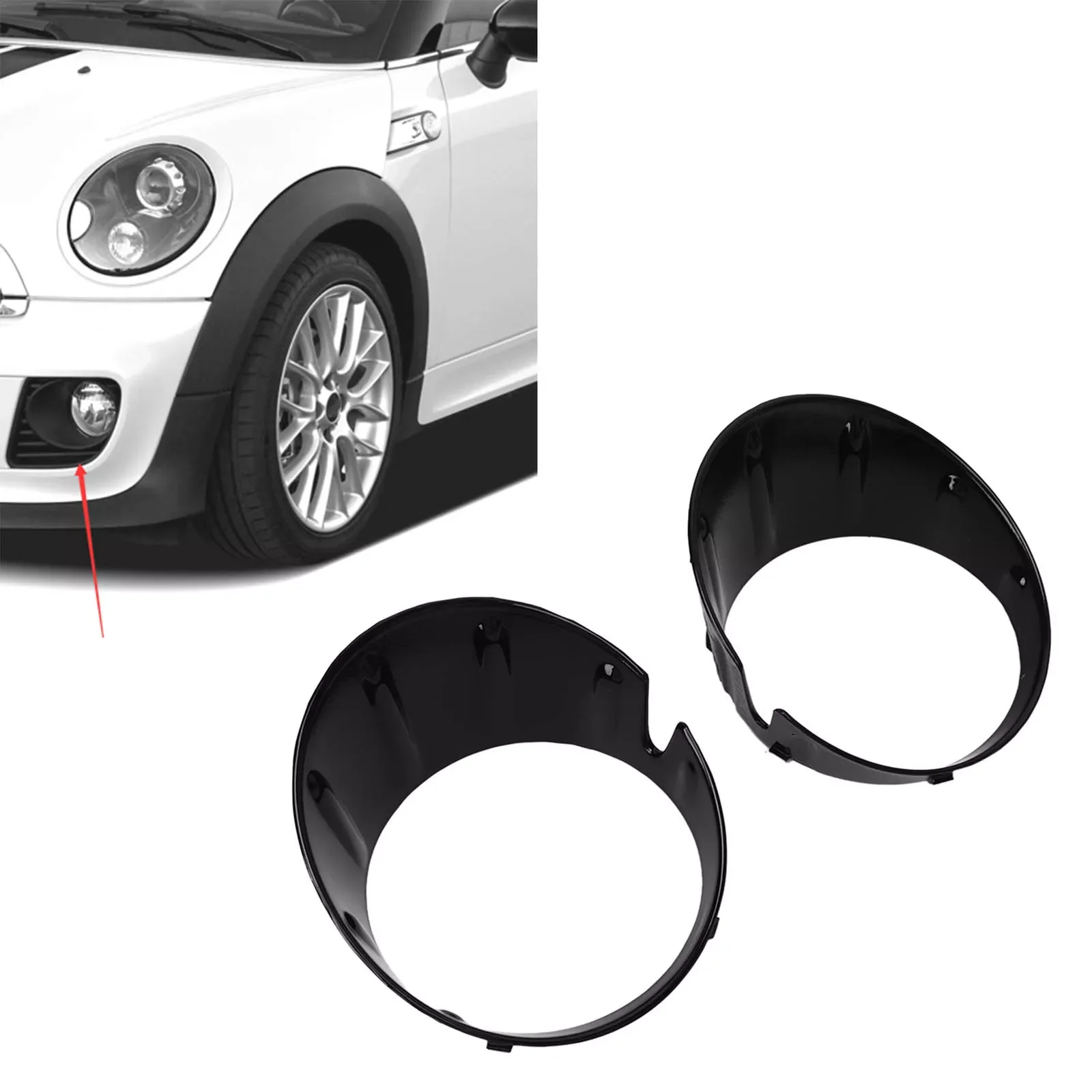 Черное переднее противотуманное дневное освещение внутреннее кольцо для MINI Cooper