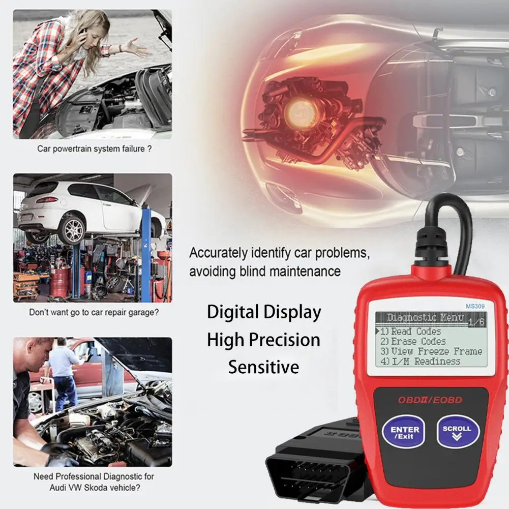 

MS309 Fault Code Reader Digital Display High Precision Sensitive Autolink Diagnose Faults Tool OBD2 Car Diagnostic Scanner