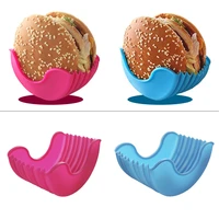6pcslot burger food fixed clip shell sandwich hamburger silicone rack holder for household washable kitchen convenient part