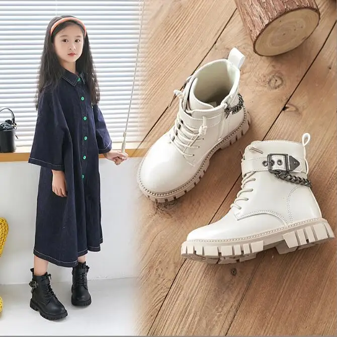 

Children Double Ankle Zip For Boys Winter Mar-tin Sneakers Warm Girls Boots Cotton Boots For Boots Kids Shoes Rubber Snow Autumn