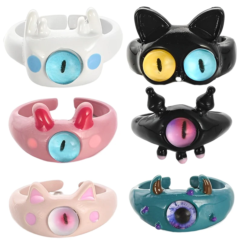 

Pink Cute Cat Couple Ring for Men Women Gothic Cartoon Monster Geometric Opening Ring for Fashion Jewelry Gifts To Good Friends