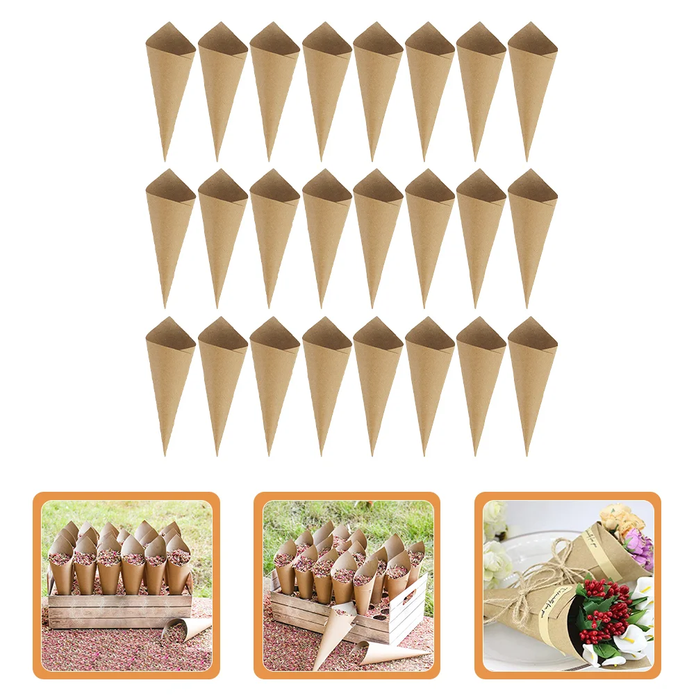 

120 Pcs Petal Cone Confetti Dried Rose Petals Cones Kraft Paper Wedding Party Favors Candy Miss