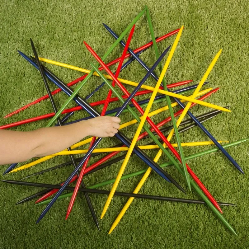 

Deluxe 25-Piece Jumbo Wooden Classic Pick Up Sticks Game with Portable Storage Bag