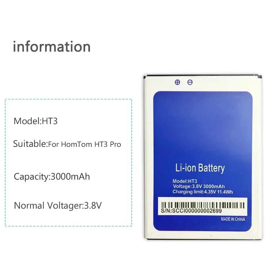 Высококачественная резервная батарея для Homtom HT3 Pro 3 8 В 3000 мАч замена батарей