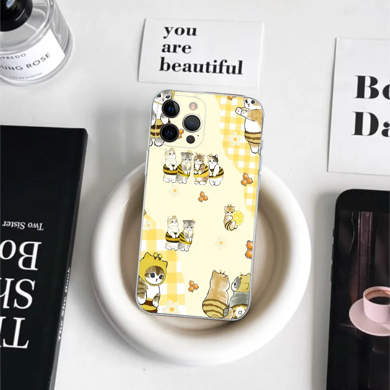 Милый чехол для телефона M-Mofusand Cat Shark iPhone 16 15 14 11 12 13 Mini Pro XS Max 6 7 8 Plus X Funda Shell