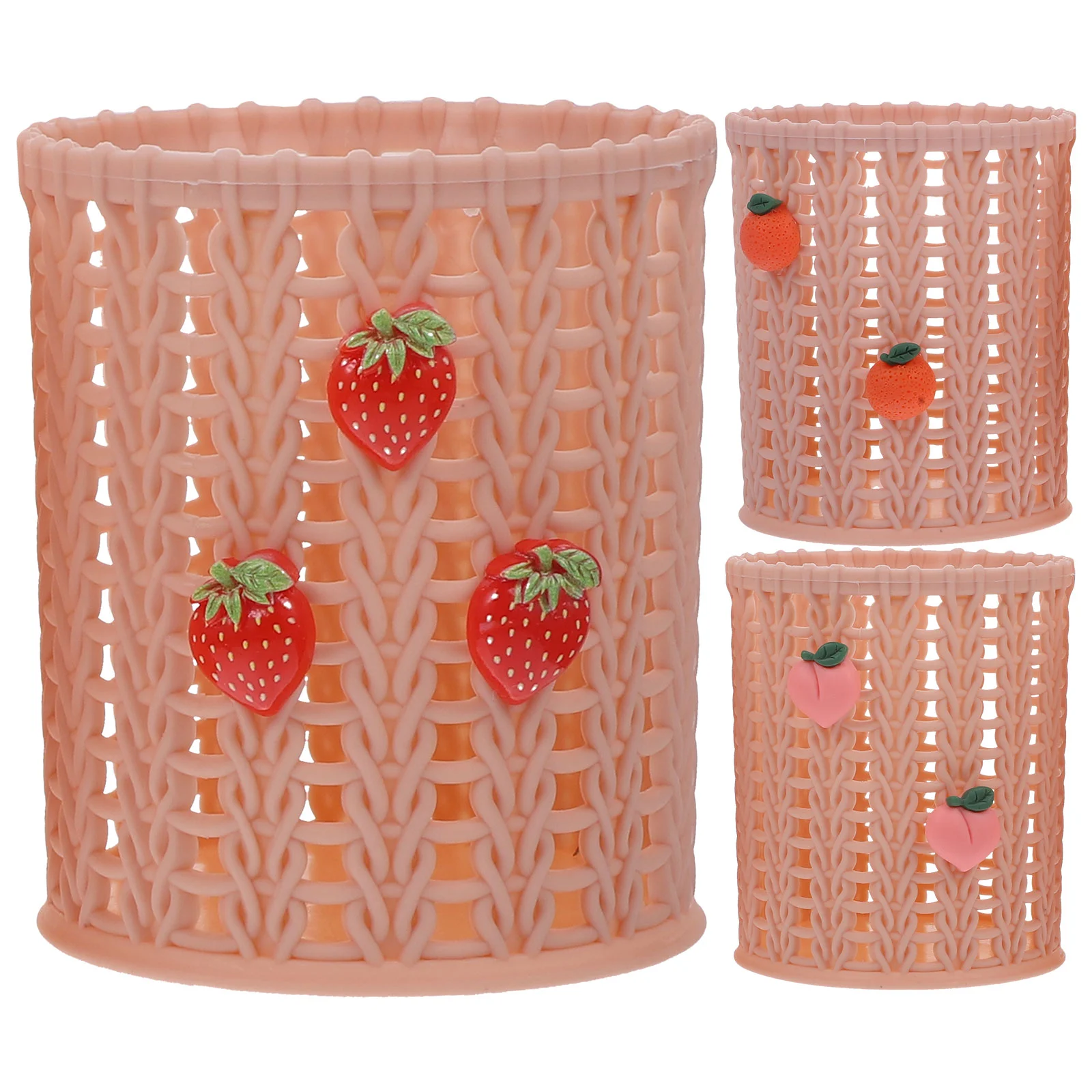 

3 Pcs Woven Controller Student Holder Pen Holder for Lipstick Makeup Brush Pen
