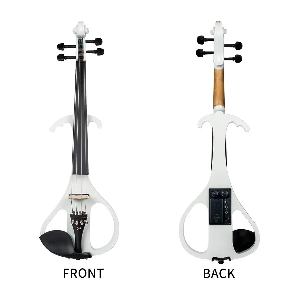 

Silent Electric Violin Handmade Free Case bow Accurate and Mellow Tone White