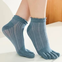 retro vintage five finger socks breathable comfortable japanese middle tube female cotton mesh socks korean style hosiery