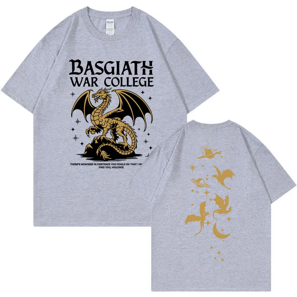 Фото Двусторонняя футболка Fourth Wing Dragon Rider Basgiath War College, винтажные модные футболки в стиле Харадзюку, мужские хлопковые футболки большого размера №4