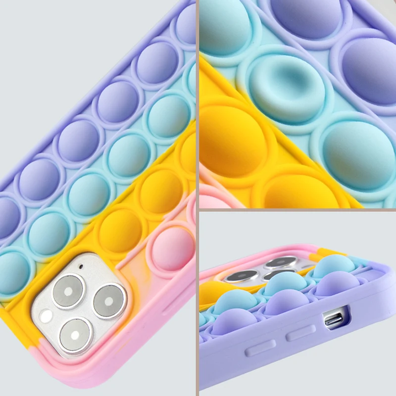 for iPhone Xr Bubble Case For iPhone 12 11 13 Pro Max 14 7 8 XS XR SE Cover Reliver Stress Fidget Toys Push Bubble Antistress