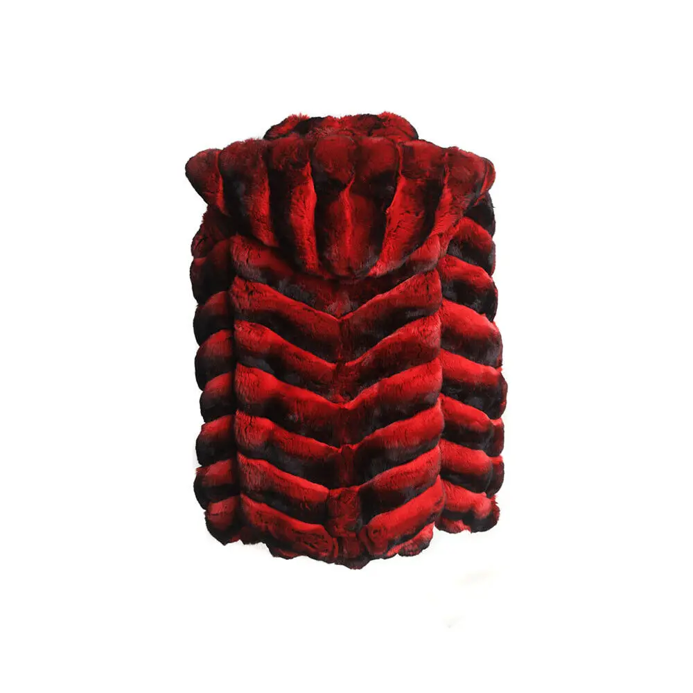 Мужское красное пальто из шиншиллы куртка с капюшоном натурального меха кролика