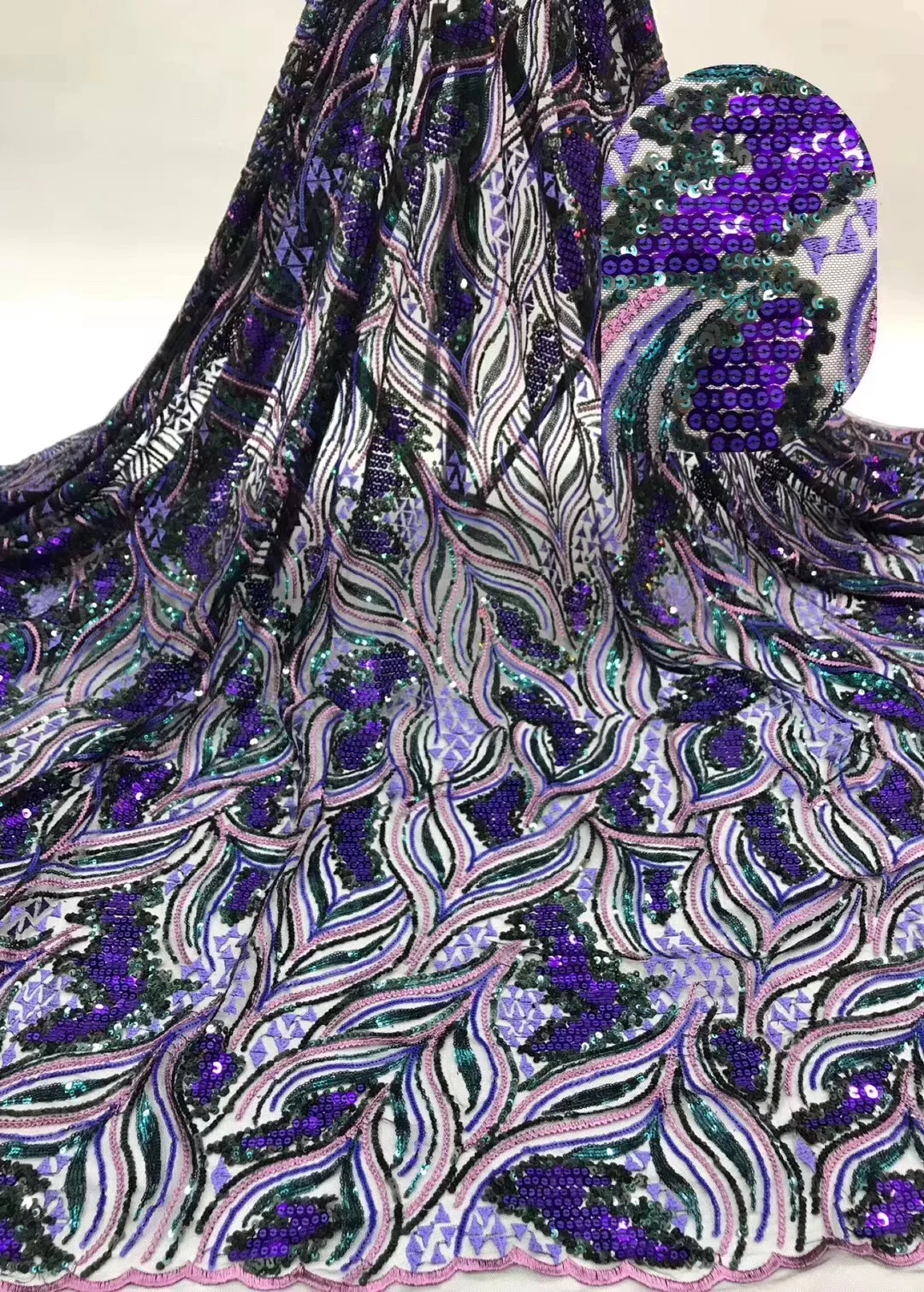 

Nieuwkomers Afrikaanse Franse kant stof hoge kwaliteit 2021 fashion Nigeriaanse Kralen kant stoffen 3d Borduren kant