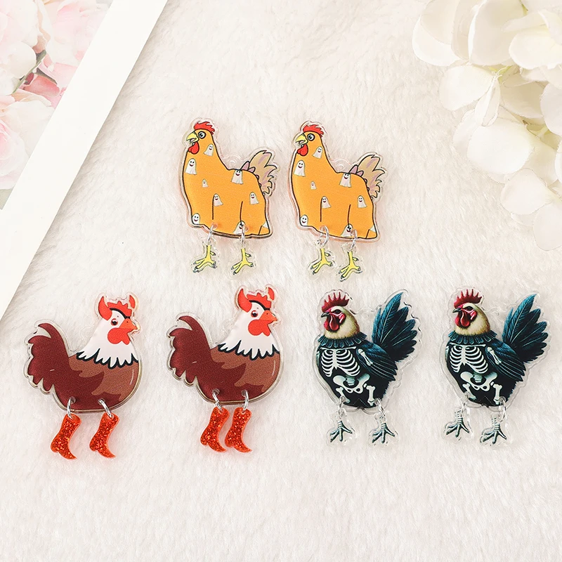 6 шт. Подвески на Хэллоуин акриловый смешной призрак череп ходячая курица для