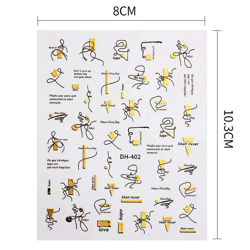 Полоски граффити наклейка для ногтей розовое золото абстрактные линии весенний