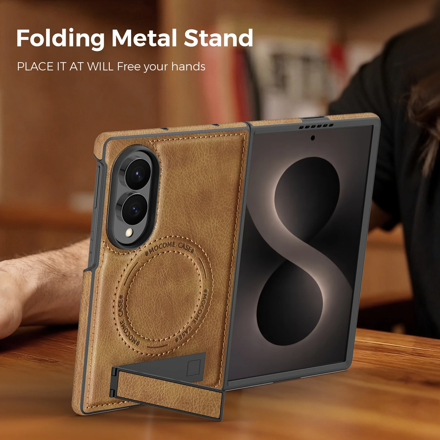 Фото Деловой кожаный чехол для телефона с магнитной подставкой для Samsung Galaxy Z Fold 8 Ultra 7 6 5, противоударный, тонкий, для Magsafe №2