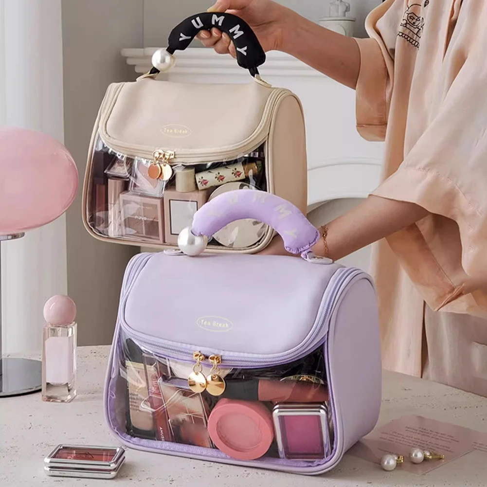 

Large Capacity Cosmetic Bag for Women Waterproof Travel Wash Makeup Bags Girls DIY Stickers Kawaii Beauty Organizer