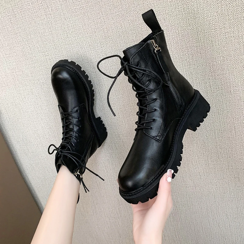 

Женские ботинки на молнии с круглым носком, Черные ботильоны на резиновой подошве, осень 2022