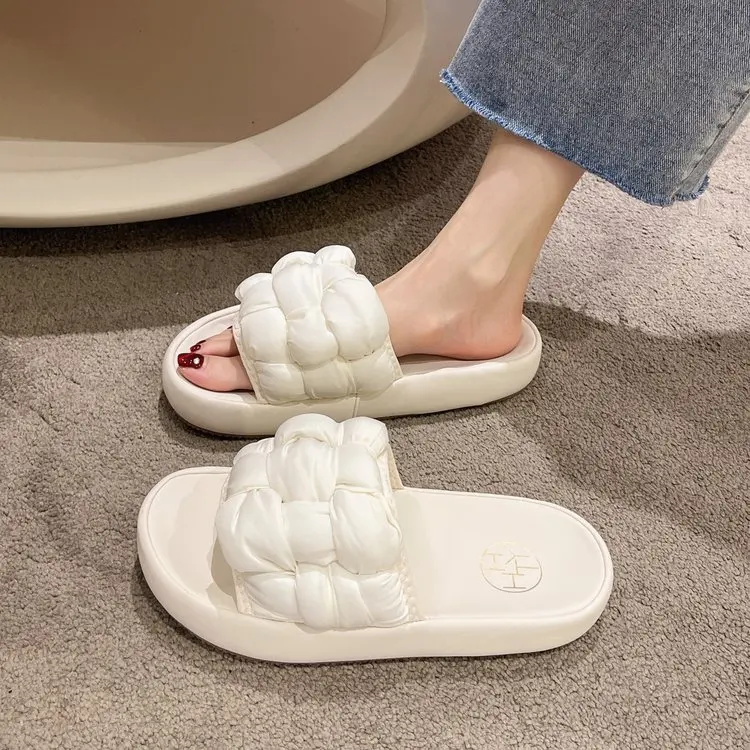 

Шлепанцы женские на средней платформе, сланцы, резина, хлопок, ПУ, повседневная обувь, 2022