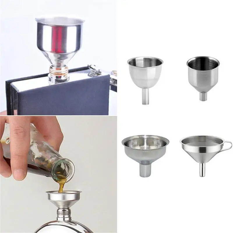 

Small Mouth Stainless Steel Funnel Multipurpose Wide Mouth Funnel Filling Bottle Mini Flask Liquds Kitchen Tool Bar Accessories