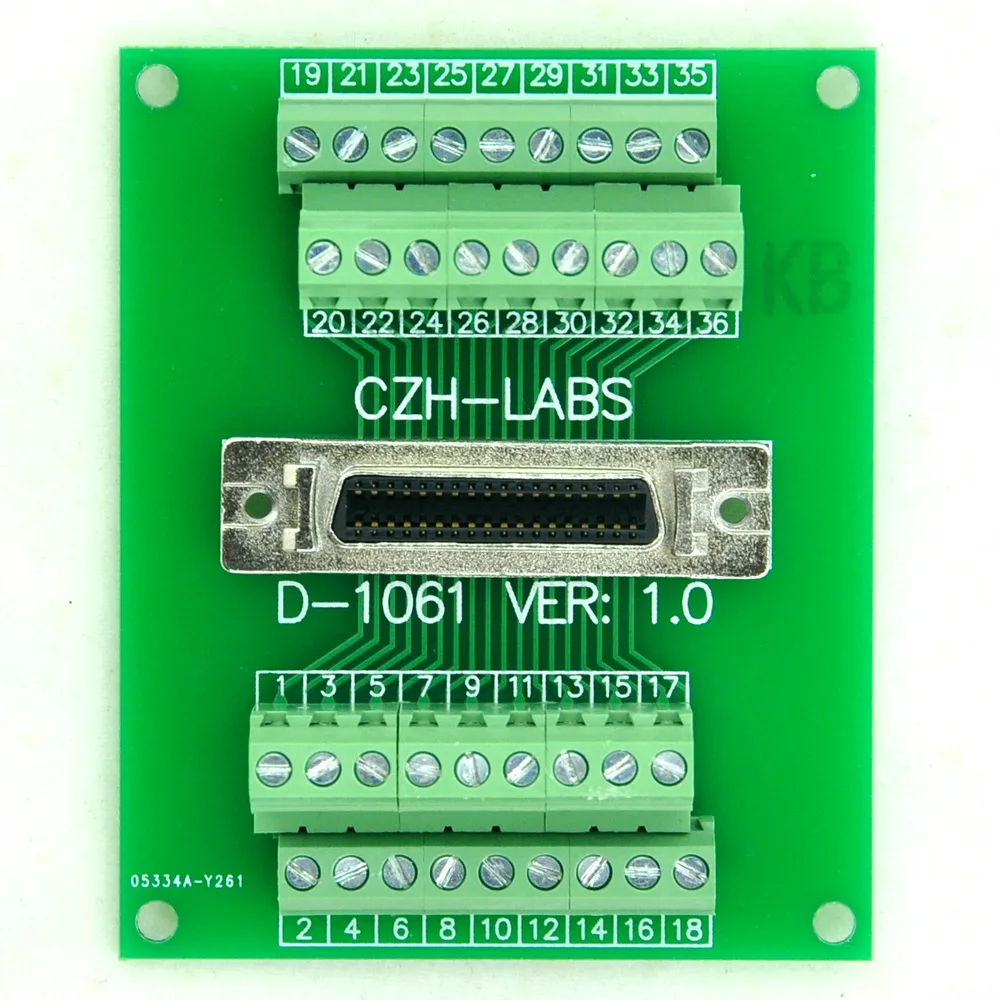 

CZH-LABS 36-pin 0.05" Mini D Ribbon/MDR Female Breakout Board, SCSI, Terminal Module.