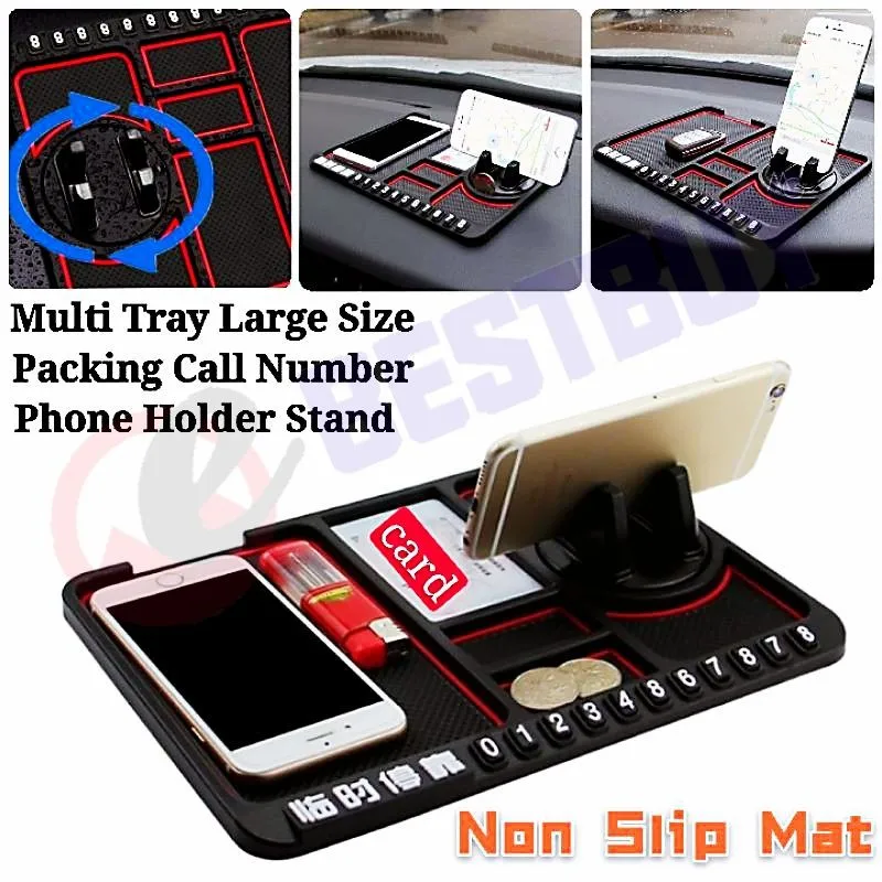 

CAR NON SLIP MAT Dashboard MAGIC MULTI TRAY 360 PHONE HOLDER STAND bracket slot TEMPORARY PARKING myvi axia alza saga