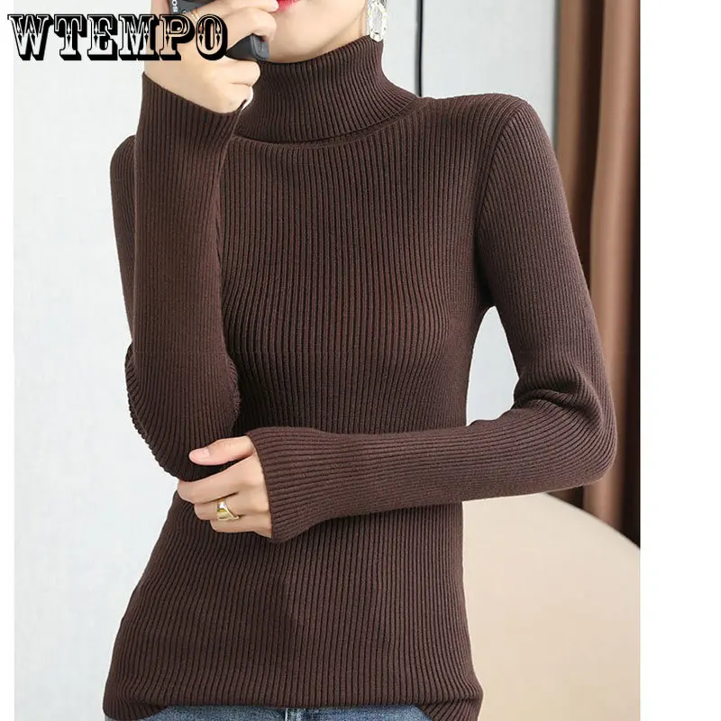 Turtleneck Sweater Women's Slim Inner Wear Autumn Winter Solid Color Pullover All-Match Long-sleeved Knitted Bottom Shirt