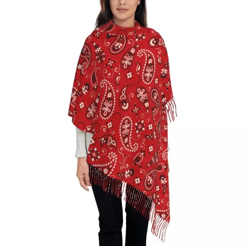 

Womens With Tassel Paisley Hijab Pattern Long Winter Warm Shawl Wrap Vintage Boho Daily Wear Cashmere Scarf