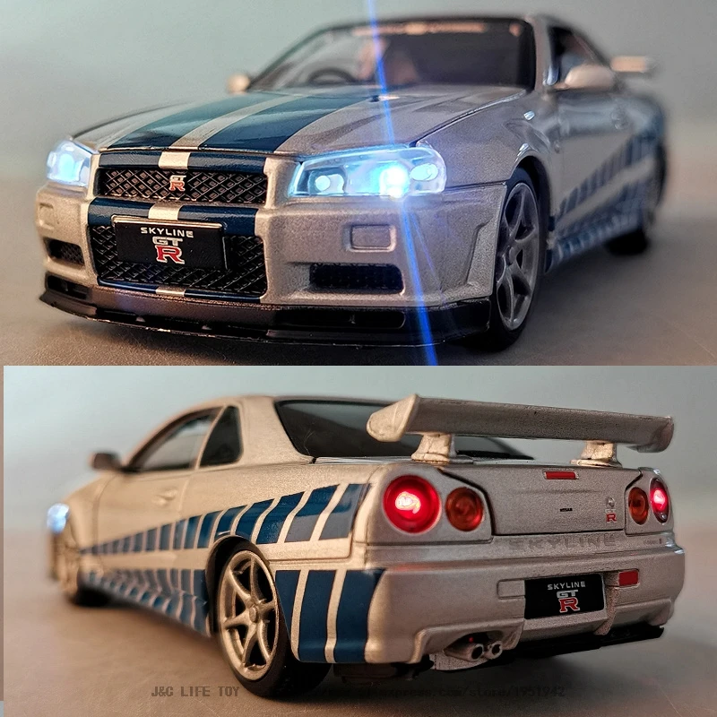 Модель автомобиля Nissan Skyline Ares GTR R34 металлическая 1:32 | Игрушки и хобби