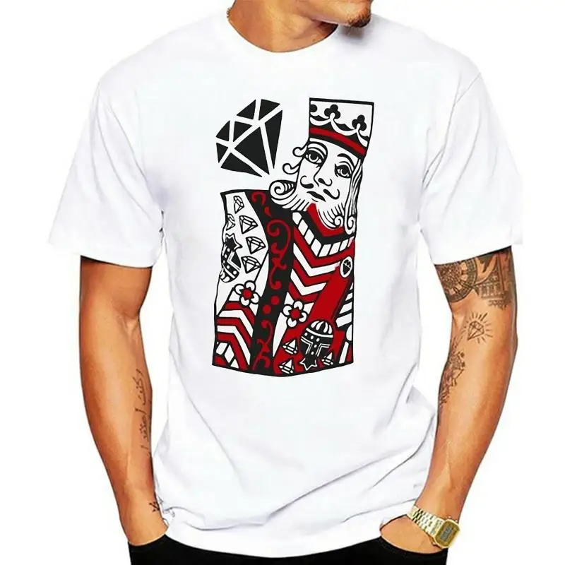 

Mens Tshirt Short Sleeve Round Neck Casual Tee Letter Diamond King Card Urban Wear Shirt