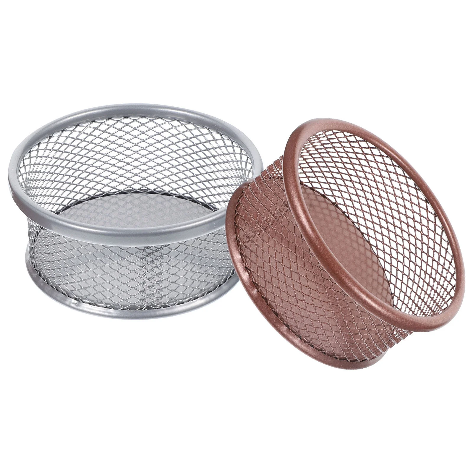 

2 Pcs Metal Container Bracket Mesh Containers Desk Storage Holders Paperclips Binder Office