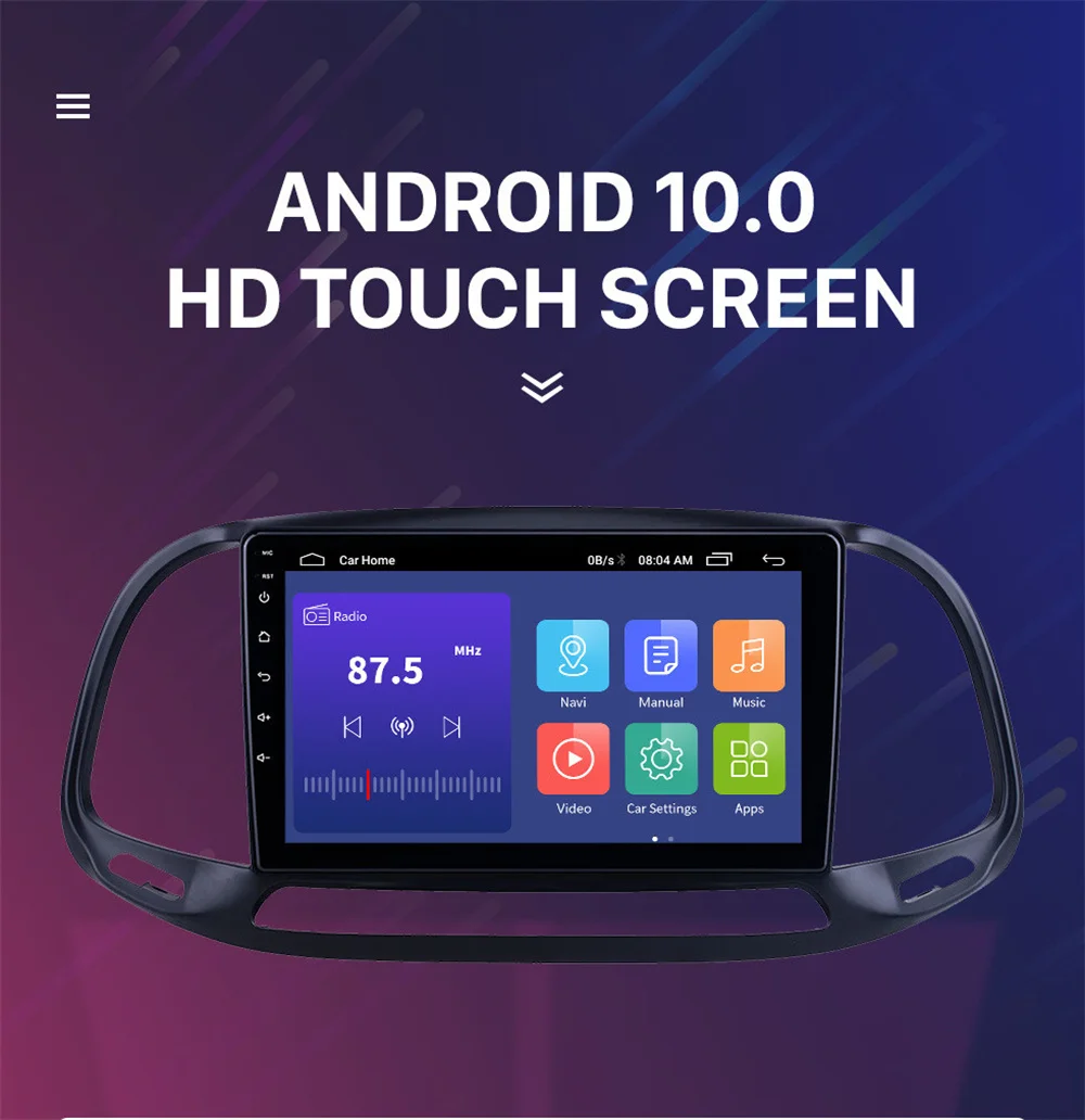 Фото 2.5D экран 9 дюймов Android 10.0 радио стерео GPS Navi Bluetooth с автомобильным плеером для Fiat Doblo 2015-2019 №5