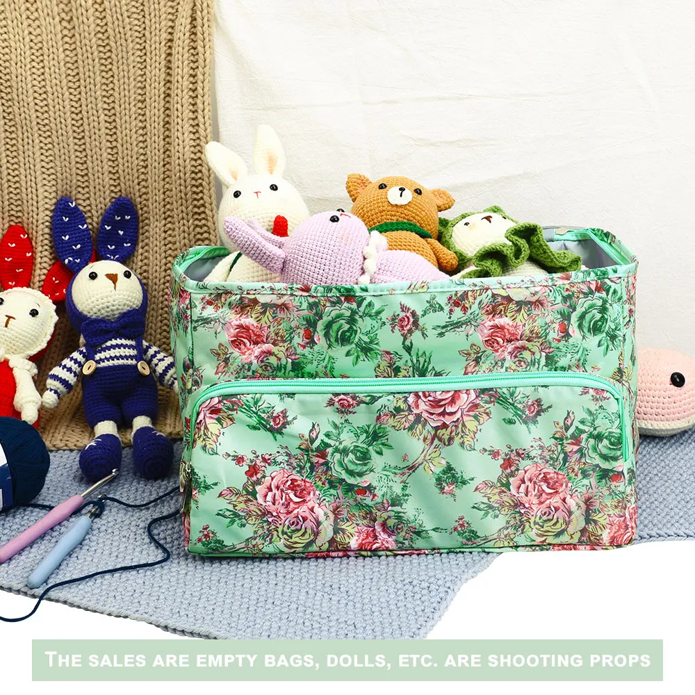 

Hot Sale New Green Color Crochet Hooks Knitting Bag Oxford Cloth Yarn Storage Bags Lagre Sewing Accessories Tote Bags Women Gift