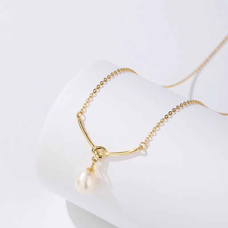 

Pearl Rose Gold S925 Necklace For Women Korean Ins Style Design Unique Clavicle Chain Pendant Choker Gift Party